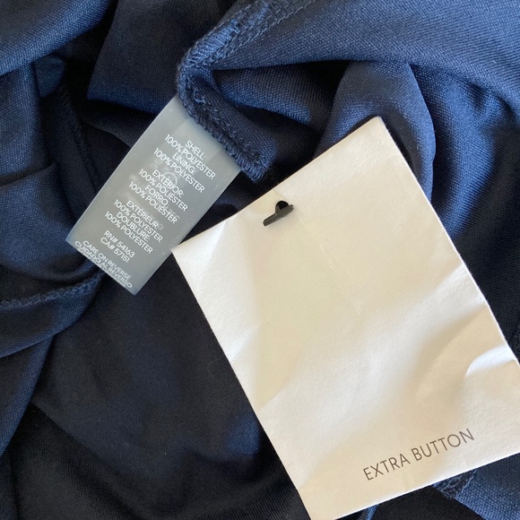 Elegant Calvin Klein Faux Wrap Dress Hi Low Sz 10 Navy and Floral Breezy Summer - Picture 8 of 11